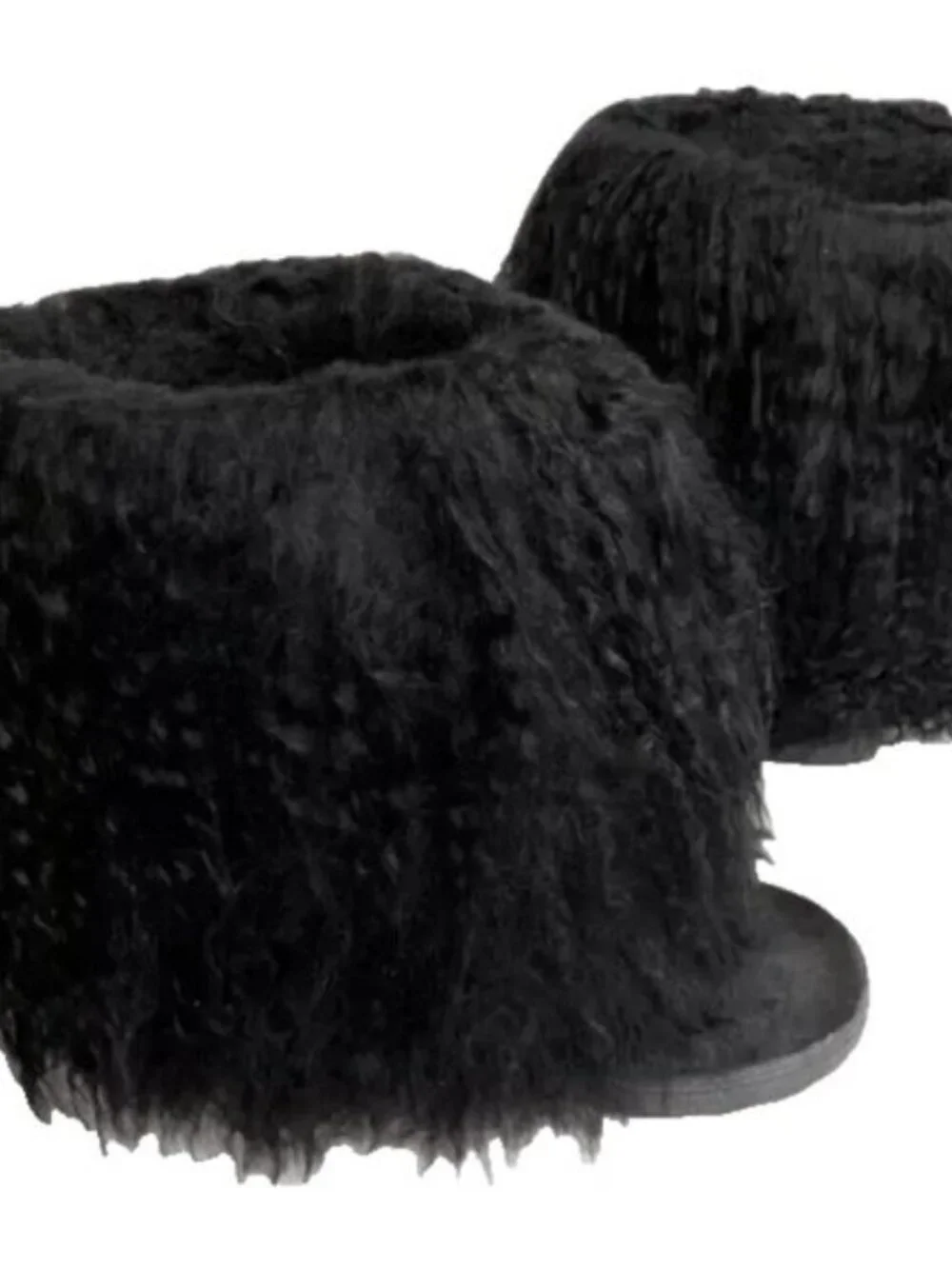 Bearpaw Boetis Black Curly Lamb Fur Sheepskin Lined Sherpa Boho Boots 6 NEW
